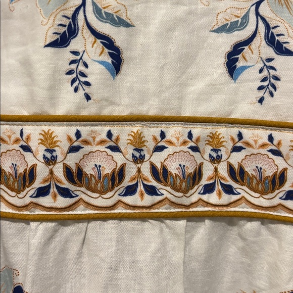 Farm Rio Mystic Blue Lotus Placed Print Long Sleeve Linen Blend Maxi Dress - Picture 13 of 15